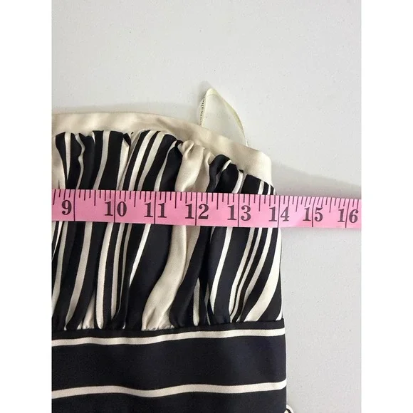 Corey Lynn Calter Striped Strapless Dress Black White Silk Size 4 Knee Length - Picture 5 of 7